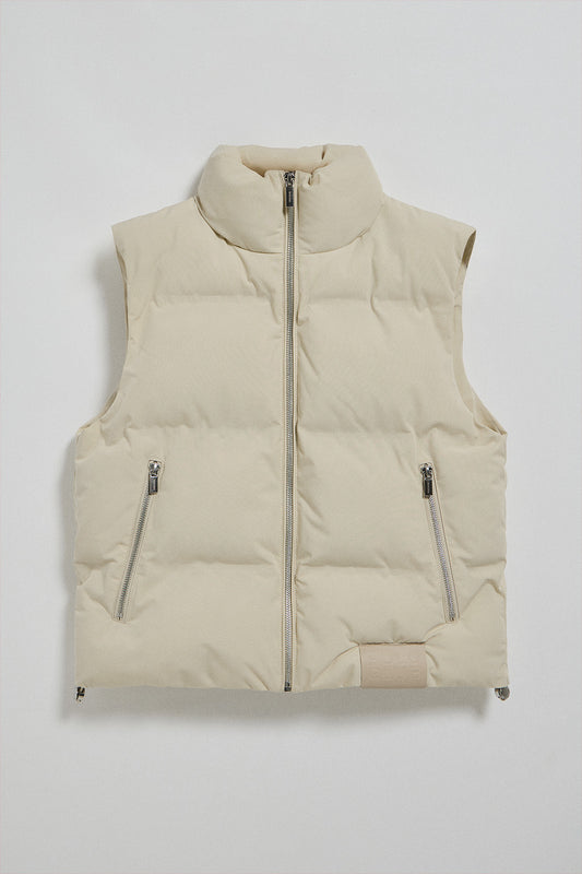 Beige puffer vest New York with Polo Club details