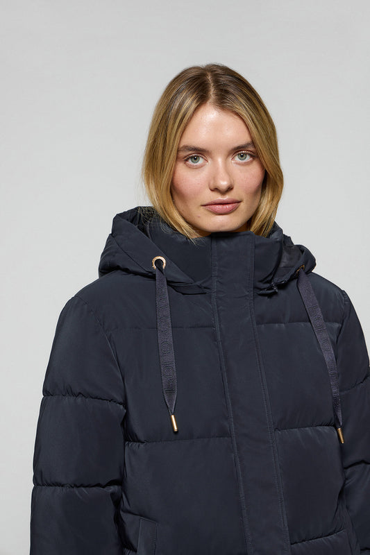 Navy-blue coat Roma with detachable hood and Polo Club details