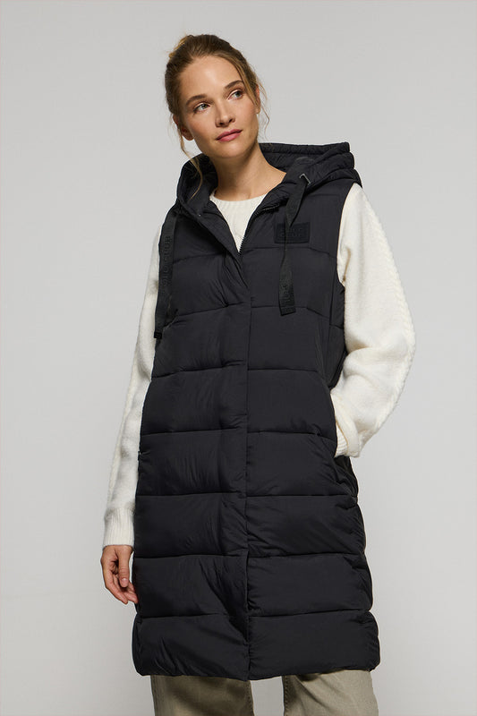 Black vest Siena with fixed hood and Polo Club details