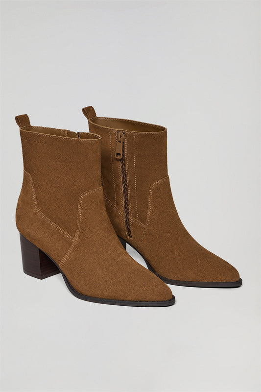 Brown Ryta suede ankle boots with Polo Club logo