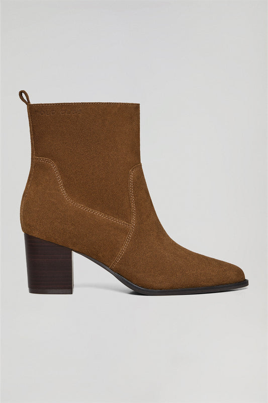 Brown Ryta suede ankle boots with Polo Club logo