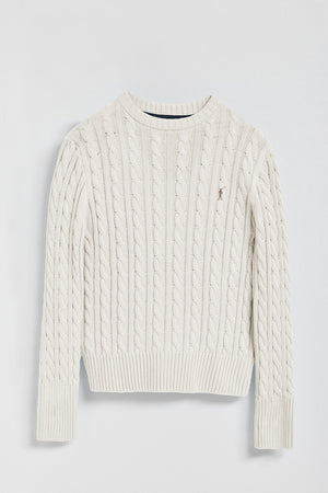 Nude cable-knit jumper with Rigby Go embroidered logo