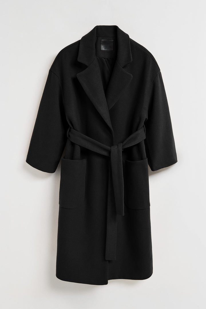 Black long coat Carrie with Polo Club details