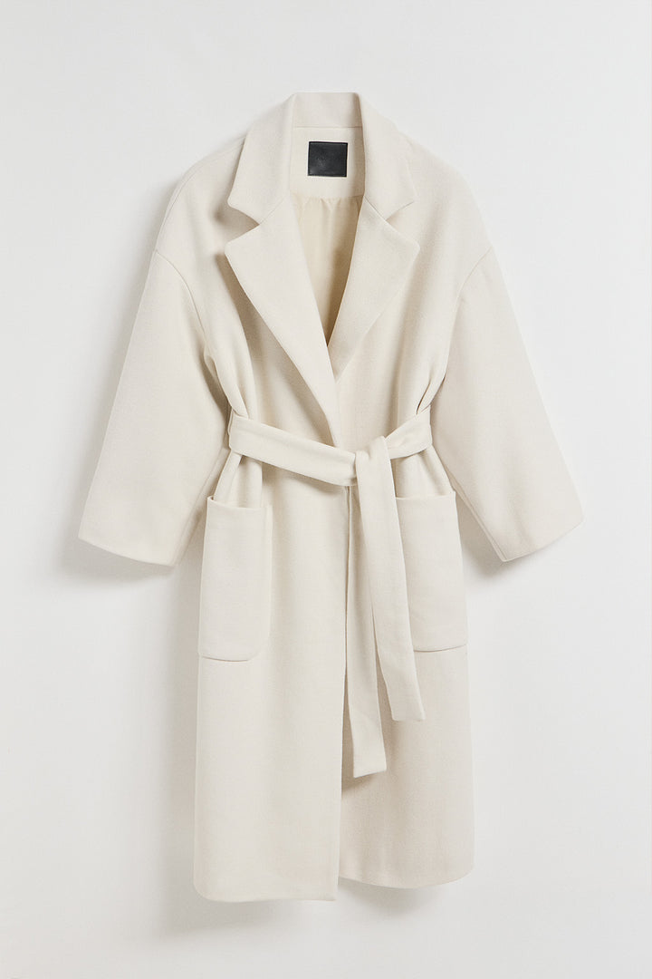 Beige long coat Carrie with Polo Club details