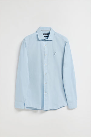 Sky-blue slim-fit poplin shirt with Rigby Go embroidered logo