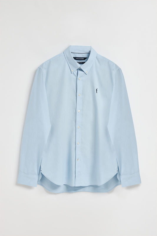 Sky-blue poplin shirt with Rigby Go embroidered logo