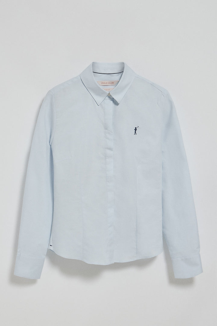 Camisa slim oxford azul celeste com logo bordado Rigby Go