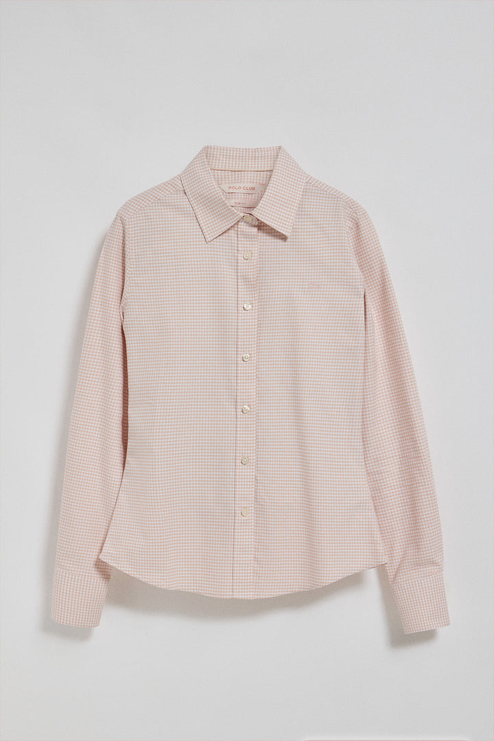 Camisa em xadrez vichy rosa com logo bordado Polo Club