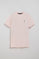 T-shirt cor de rosa claro com decote redondo e logo bordado Rigby Go