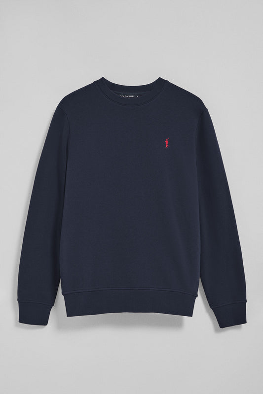 Navy-blue round-neck sweatshirt with Rigby Go embroidered logo