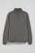 Asphalt-grey half-zip sweatshirt with Rigby Go embroidered logo