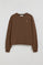 Brown round-neck sweatshirt with Rigby Go embroidered logo