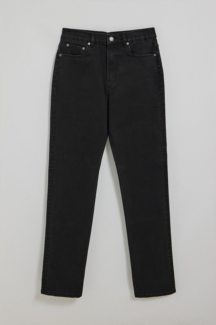 Pantalón denim negro Tanya con detalles Polo Club