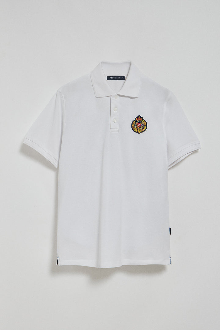 White polo shirt Nautic with chest nautical patch