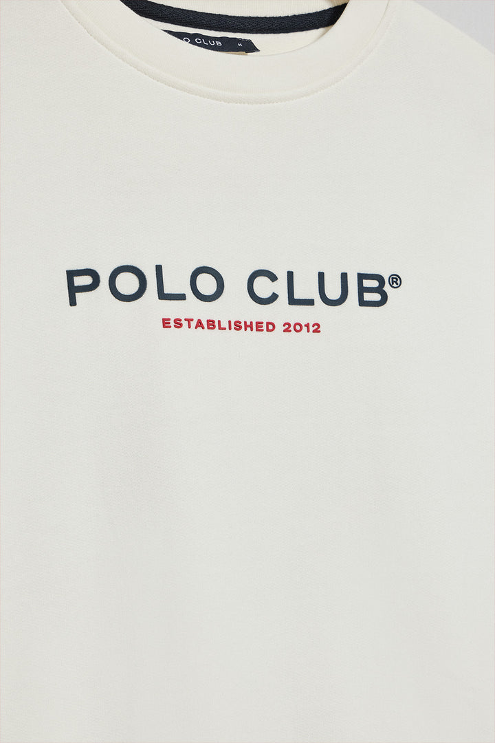 Beige round-neck sweatshirt with Polo Club logo