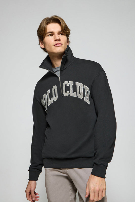 Black half-zip sweatshirt Seldon with Polo Club graphic