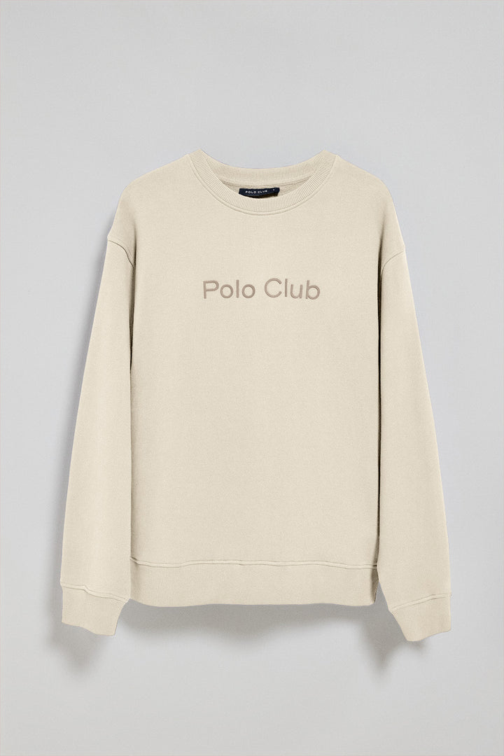 Sudadera beige de cuello redondo con logotipo Polo Club