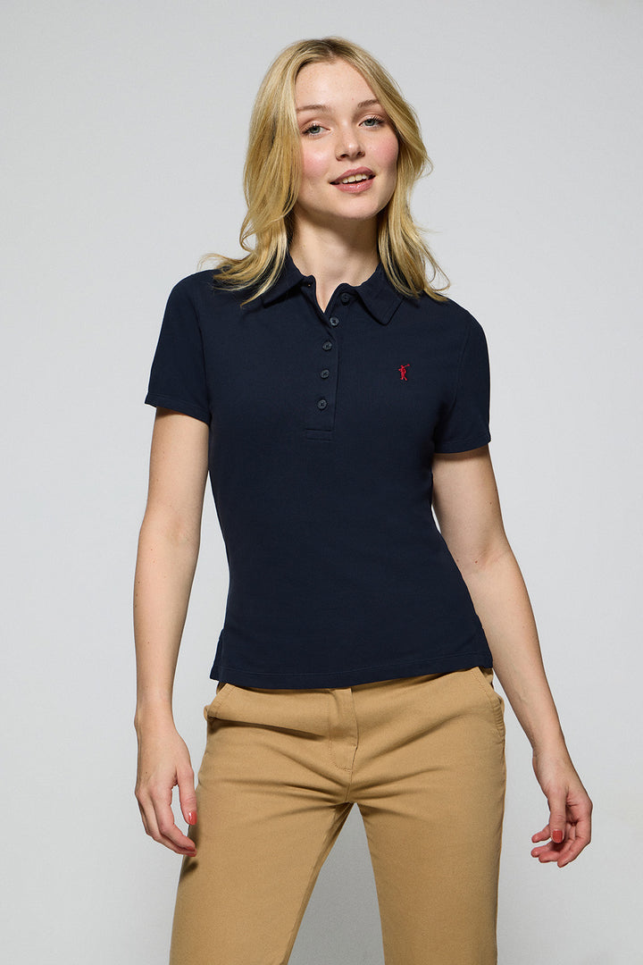 Navy-blue five-button polo shirt Pereira with Rigby Go embroidery