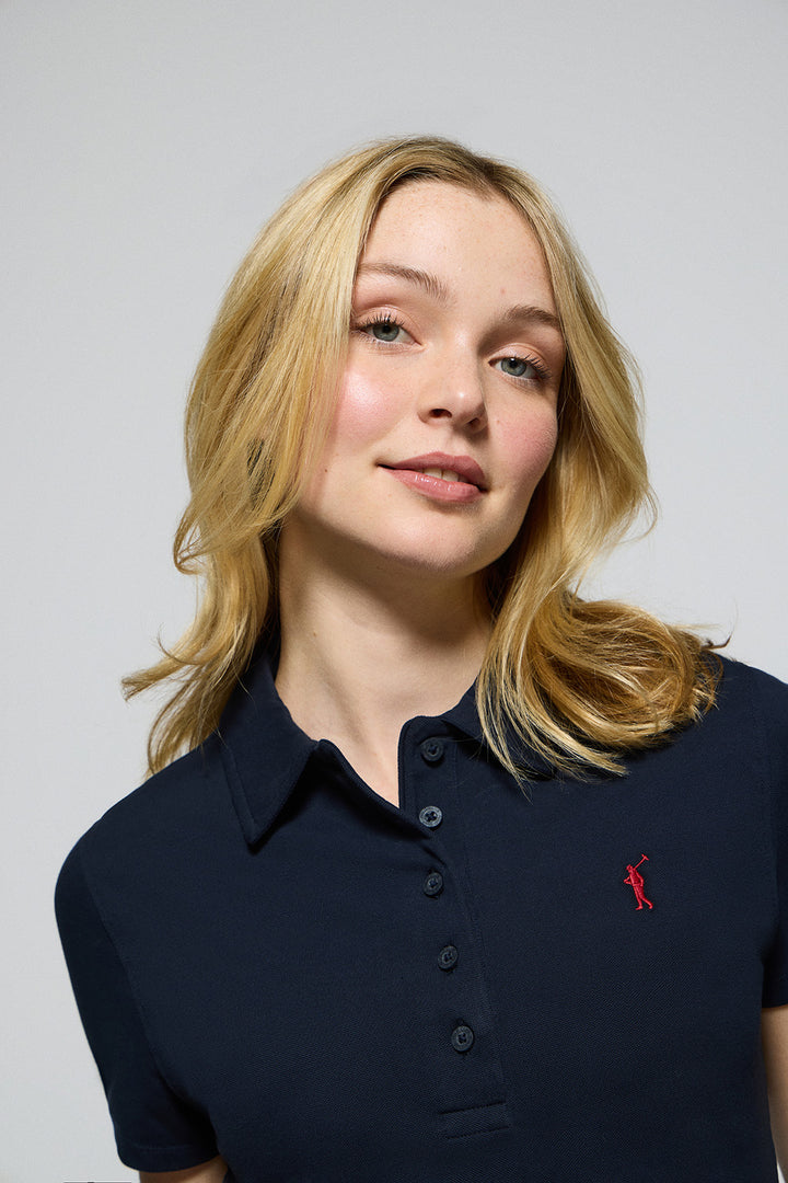 Navy-blue five-button polo shirt Pereira with Rigby Go embroidery