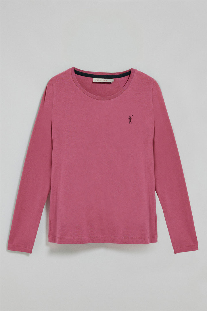 Wine-pink long-sleeve basic T-shirt with Rigby Go logo