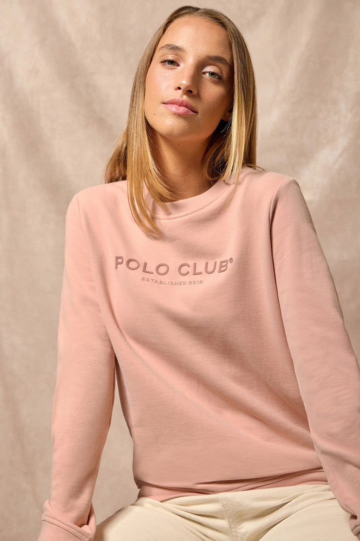 Pale-pink slim-fit sweatshirt with Polo Club logo