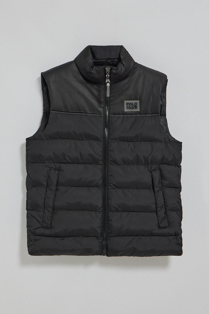 Black ultralight vest with Polo Club rubber patch