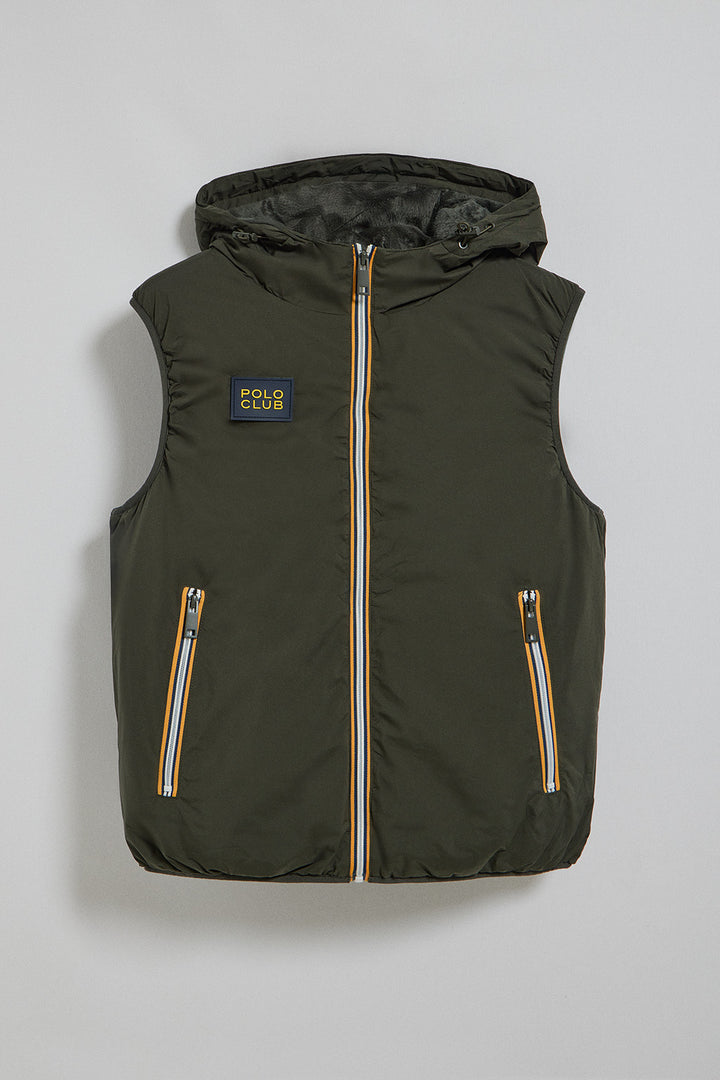 Green light vest with fixed hood and Polo Club details