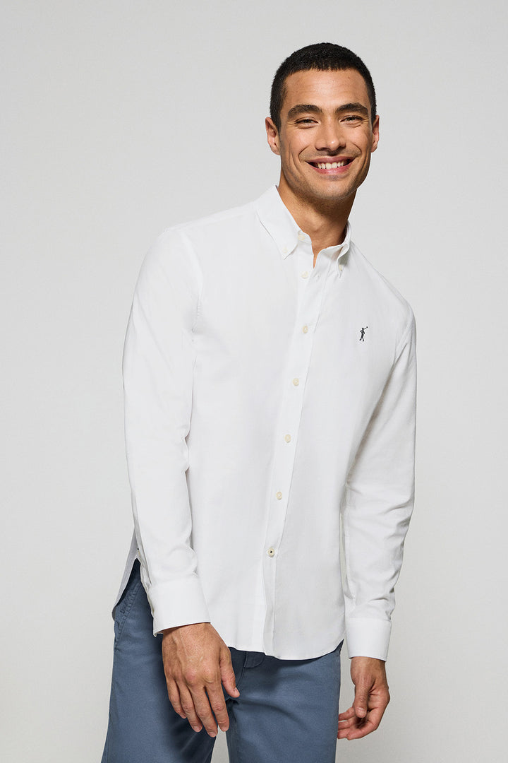 White Oxford shirt with Rigby Go embroidered logo