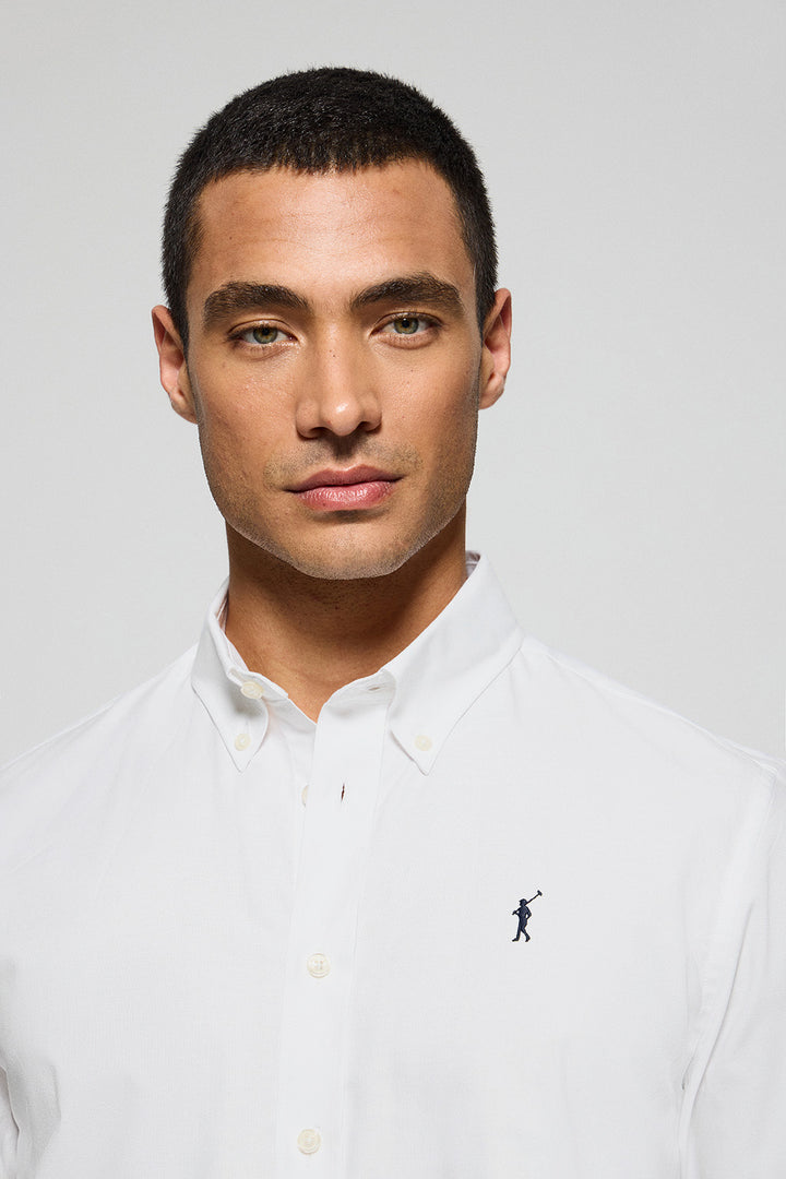 White Oxford shirt with Rigby Go embroidered logo