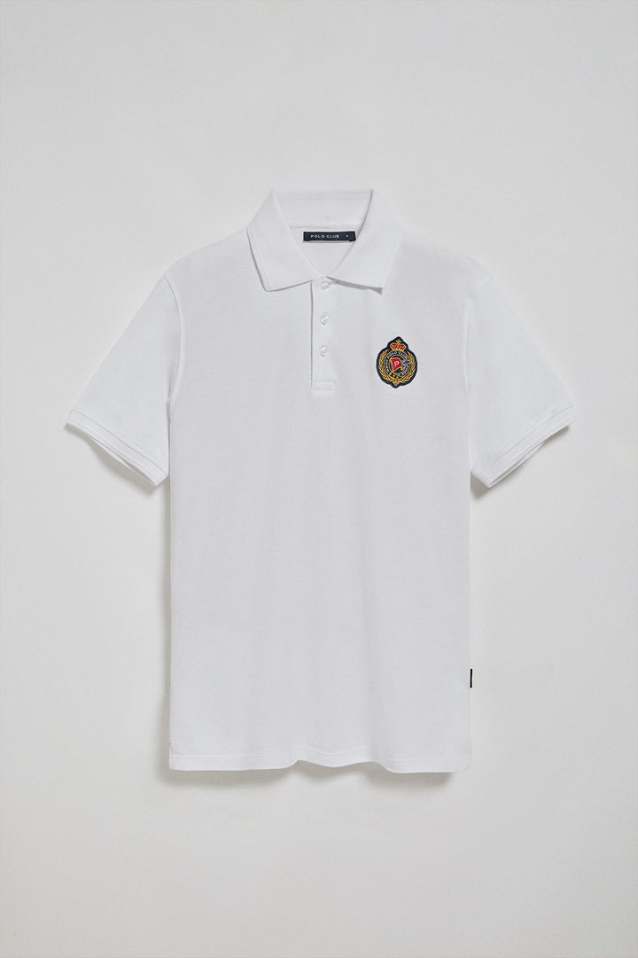 White polo shirt Nautic with chest nautical patch