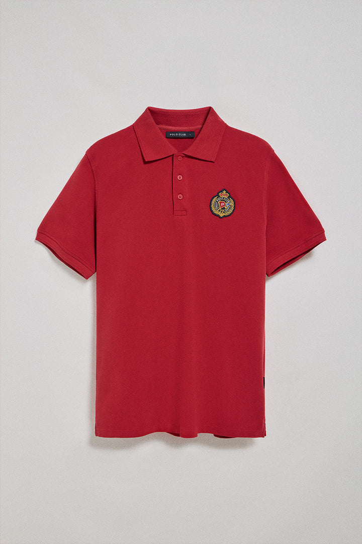 Red polo shirt Nautic with chest nautical patch