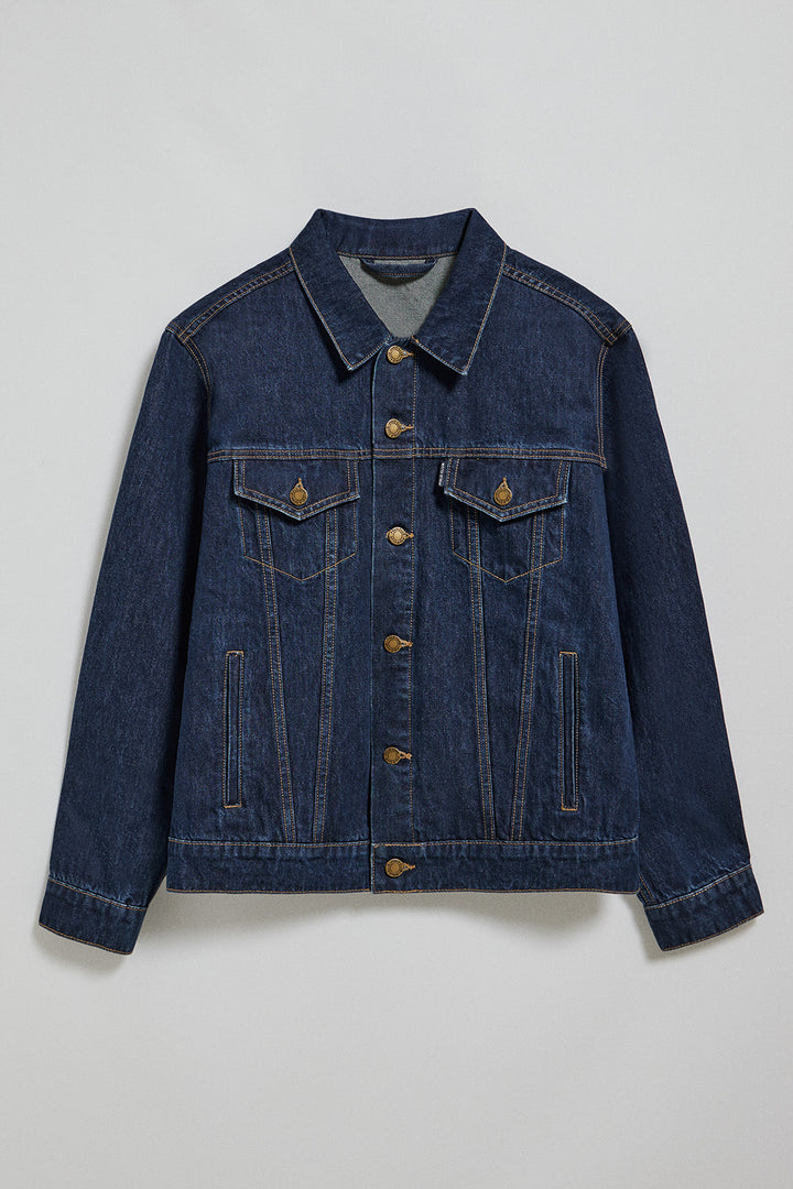 Boston denim jacket with embroidered logo