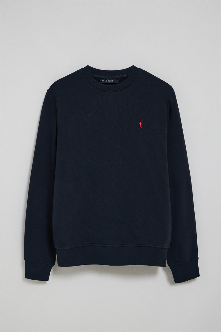 Navy-blue round-neck relaxed sweatshirt with Rigby Go embroidery