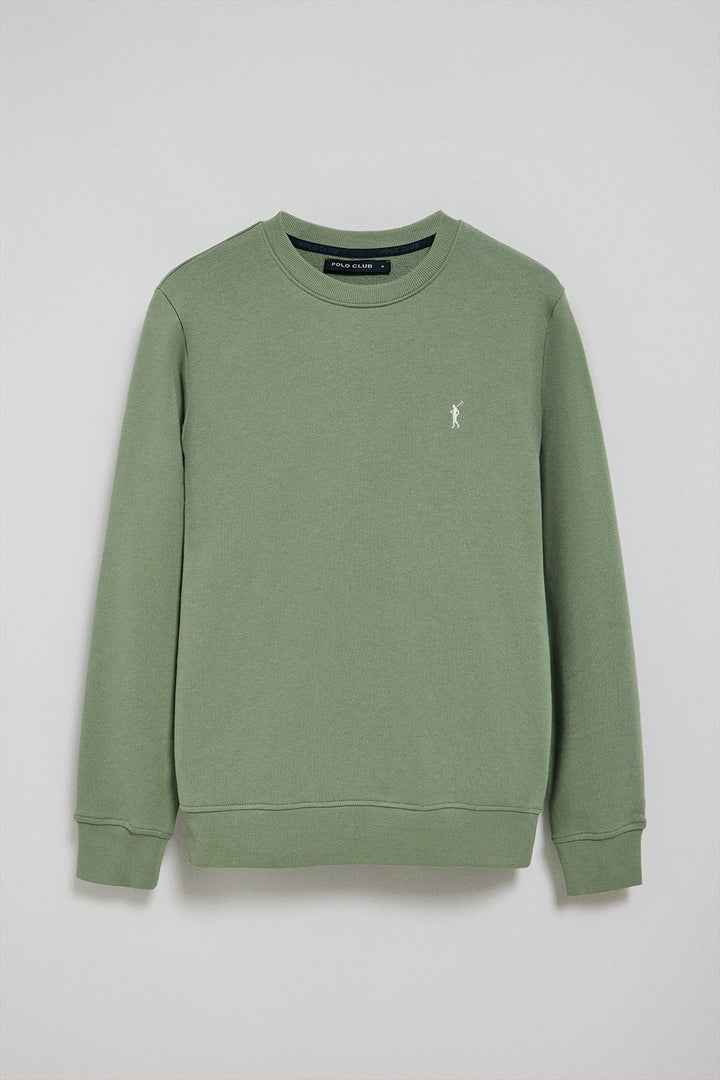 Jade-green round-neck relaxed sweatshirt with Rigby Go embroidery