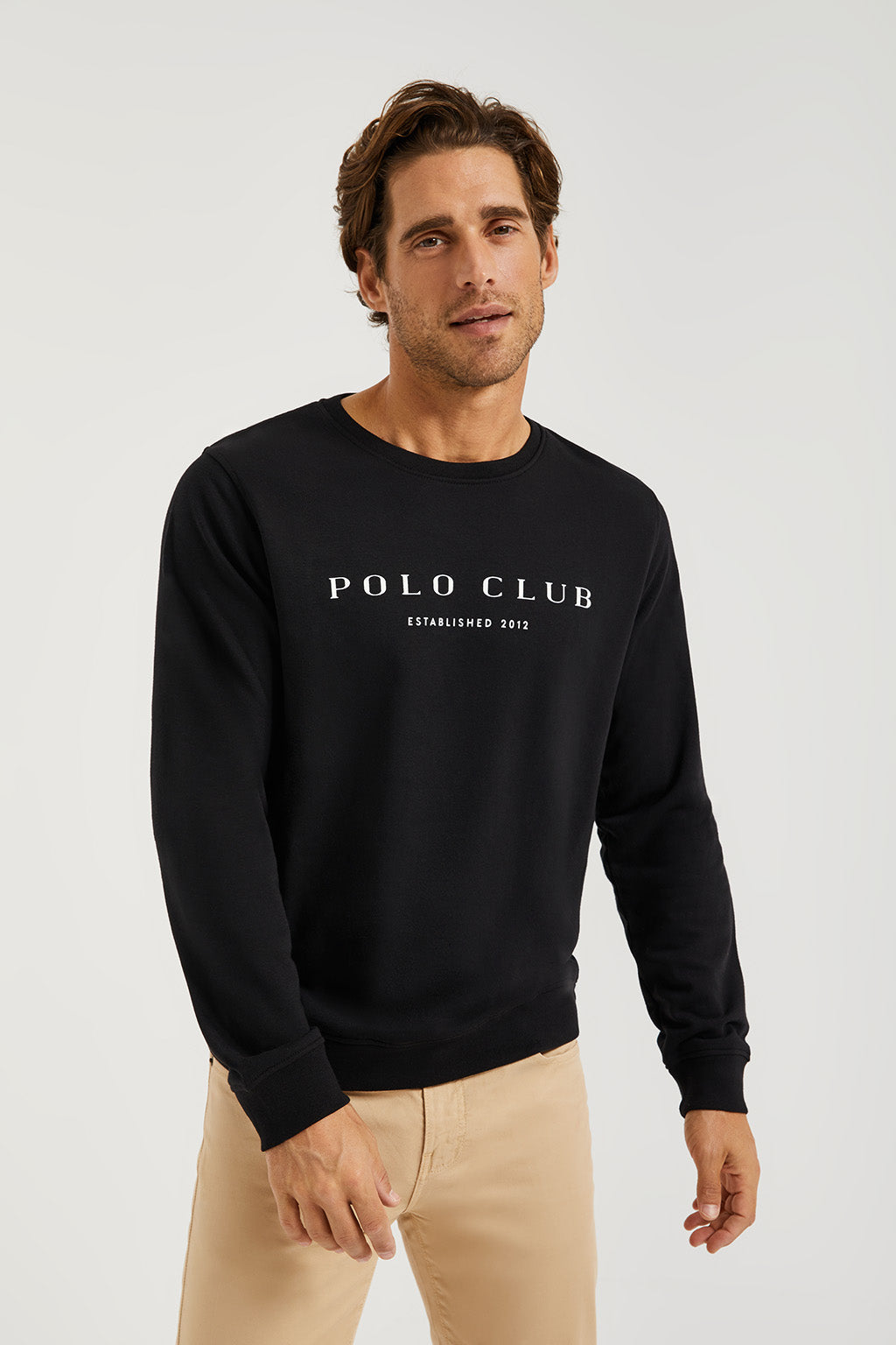 por ciento Abandonado Moretón Sudadera orgánica negra de cuello redondo – Polo Club