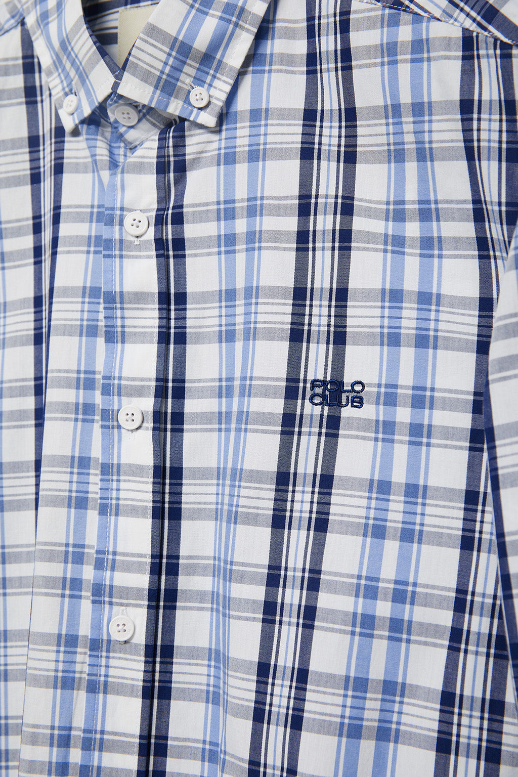 infinito Milagroso hacer clic Camisa de cuadros en tonos azules y blanco con logo bordado – Polo Club