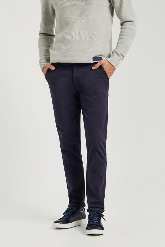 Navy-blue slim-fit chinos with Polo Club logo on back pocket