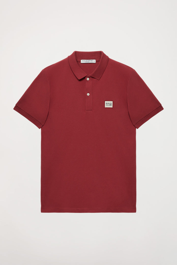 Polo orgânico de manga curta vermelho escuro Neutrals com logótipo